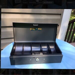 Vintage Steelmaster Bond Box #4 Gray Metal w/ Asco Coin Tray Insert